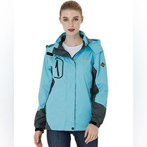 Women’s Wantdo Waterproof Ski Jacket in Light Blue /Grey. Three in one design L
